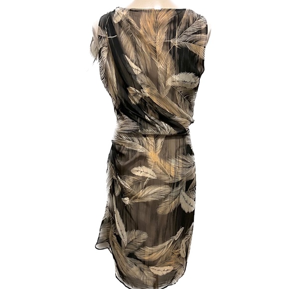 New! Diane Von Furstenberg brown and ivory feather silk dress, size 6 - Picture 5 of 10